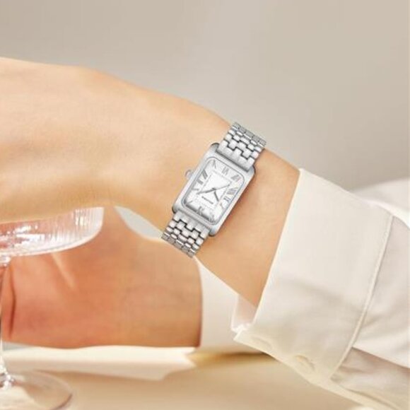Elegant Rectangular Silver Women’s Watch | Stainless Steel Bracelet | Classic - Picture 2 of 4
